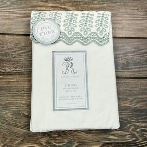 Rachel Ashwell King 2pc Pillowcase Set White Gray Embroidered Trim NEW
